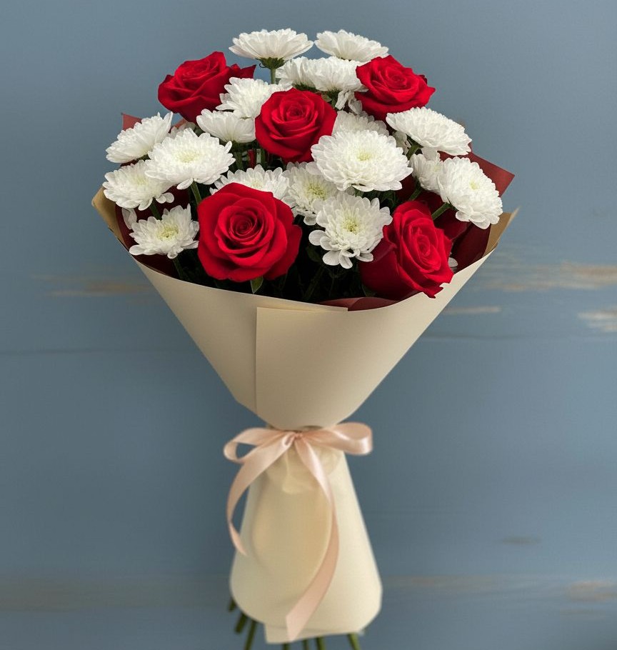 Букет цветов из: Розы и Хризантемы в Любытино