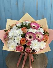 Букет цветов из:  Розы, Герберы и Хризантемы #REPLACE_PRED# Любытино