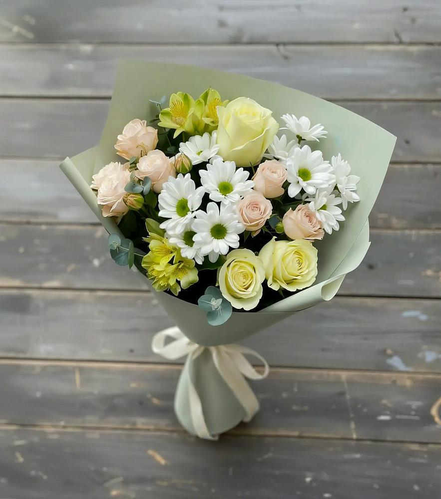 Букет цветов из: Альстромерии, Розы и Хризантемы в Любытино