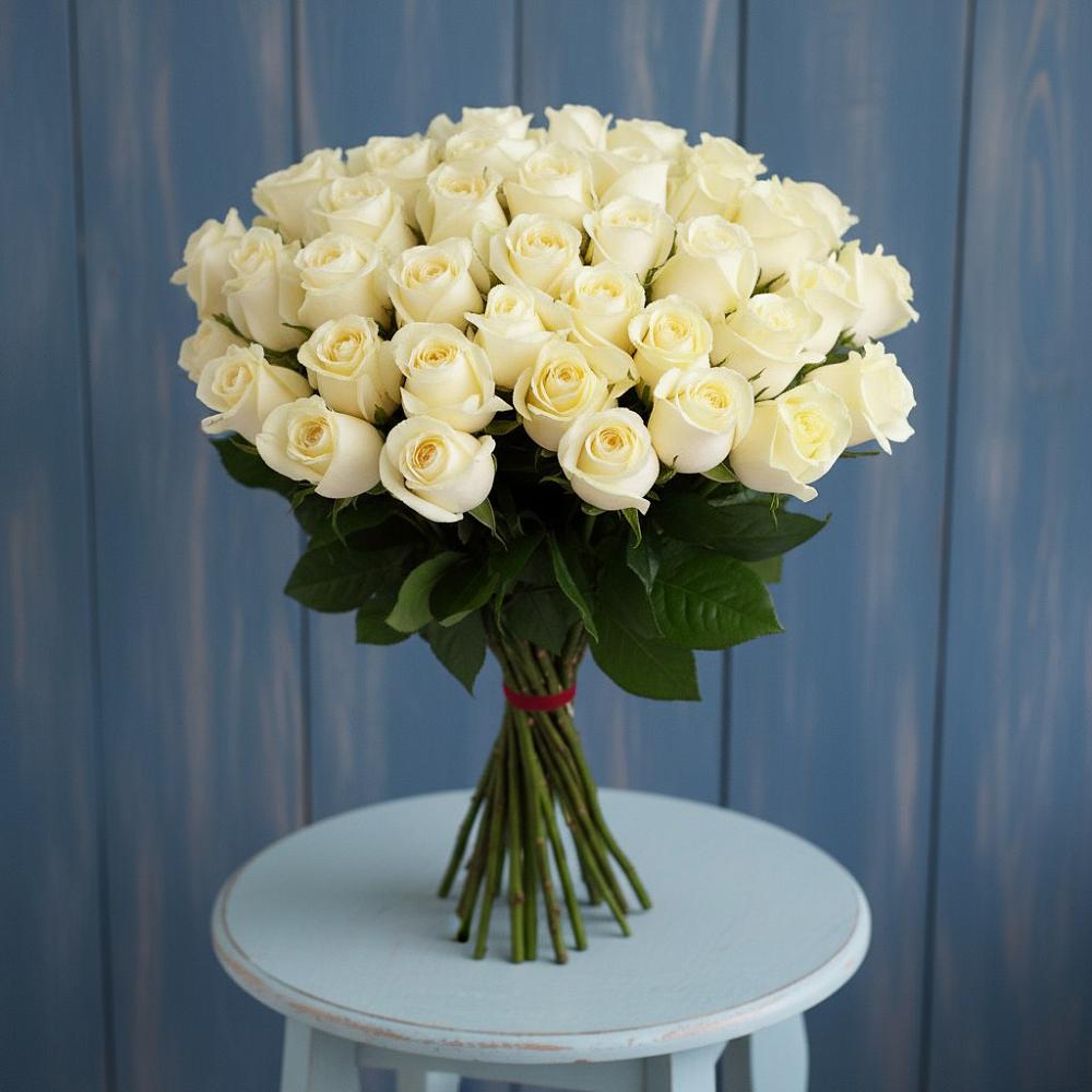 Букет 51 Белая роза Эдлесс Лав в Любытино