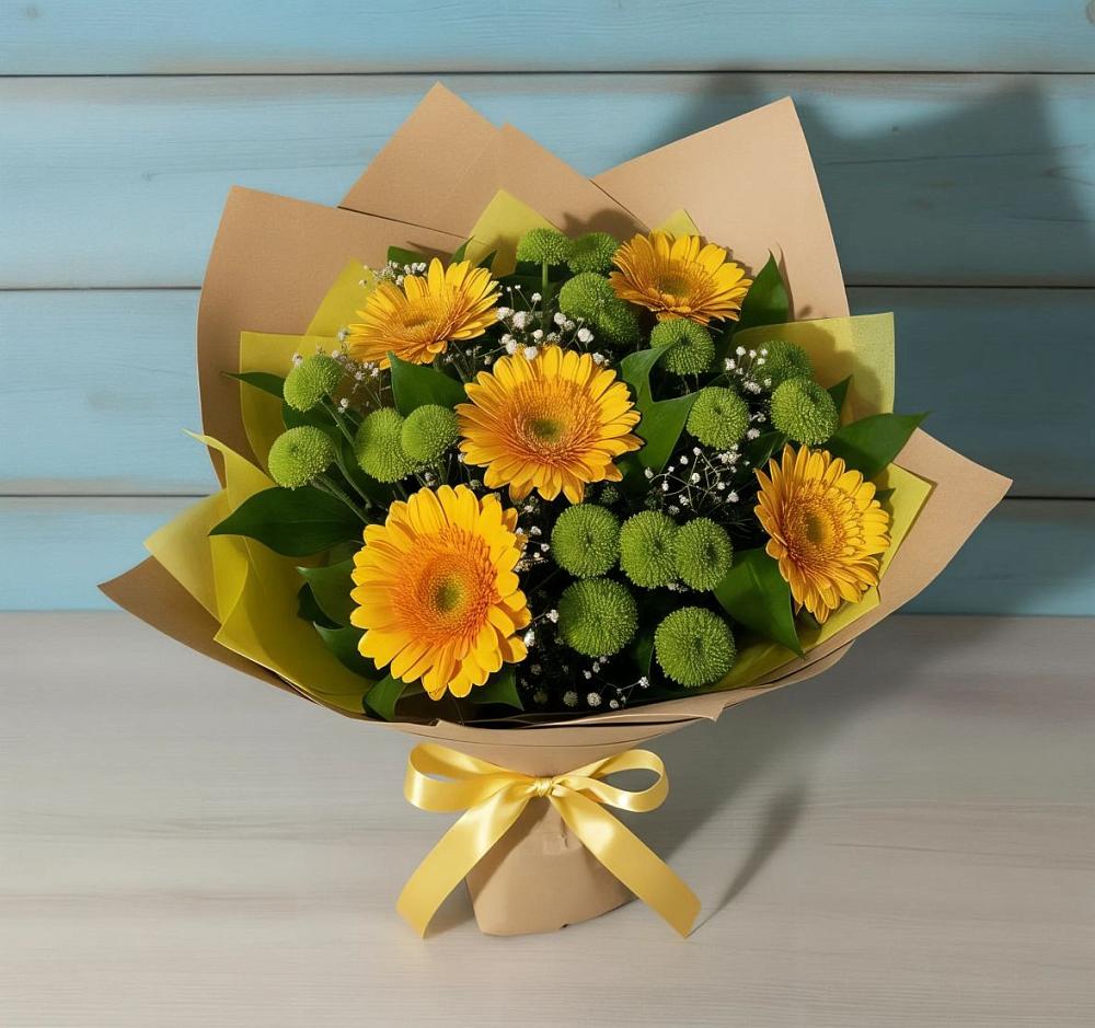 Букет цветов из: Герберы и Хризантемы в Любытино