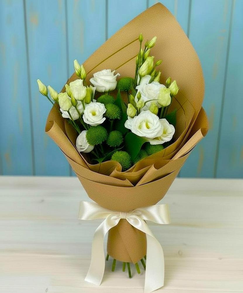 Букет цветов из: Хризантемы и Лизиантусы в Любытино