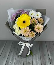 Букет цветов из:  Розы, Герберы и Хризантемы в Любытино