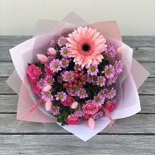Букет цветов из:  Розы, Герберы и Хризантемы #REPLACE_PRED# Любытино