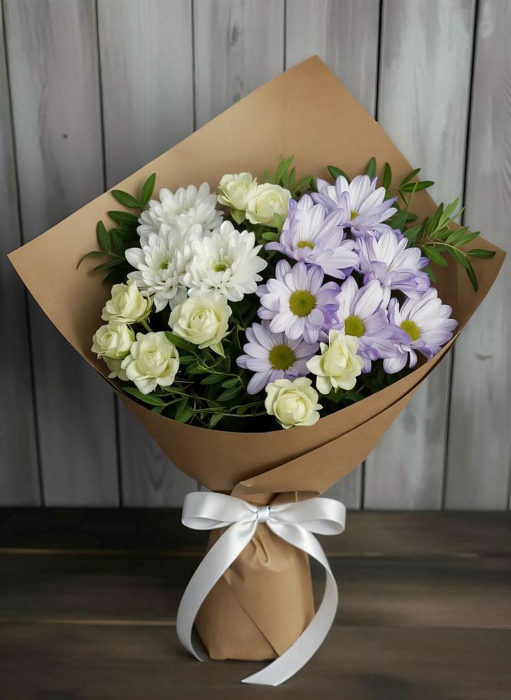 Букет цветов из: Хризантемы и Розы в Любытино